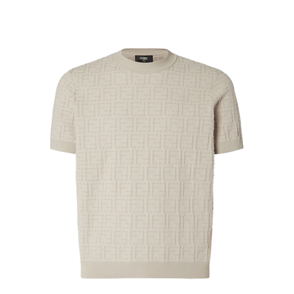 MAYFEYR - Fendi - Grey Cream Ff Cotton Selleria Pullover - FZX051AU7OF0B9Y