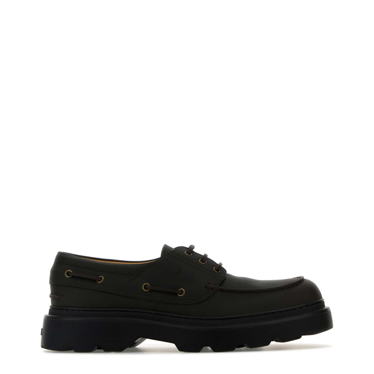 Coffee Brown Front Button Fastening Moc Stitching