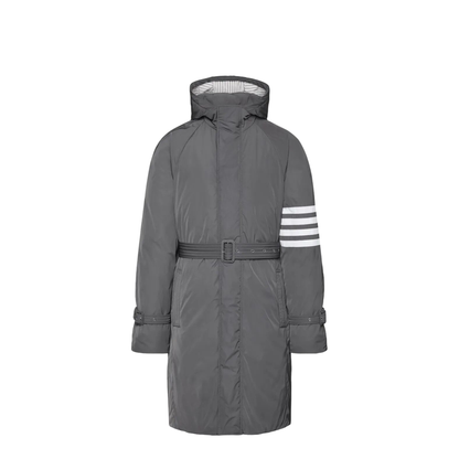 MAYFEYR - Thom Browne - Poly Twill 4-Bar Hooded Down Parka With Belt - MOD091X07259