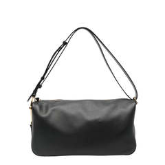 Half Horsebit Large Grained Calf Leather Shoulder Bag - Black