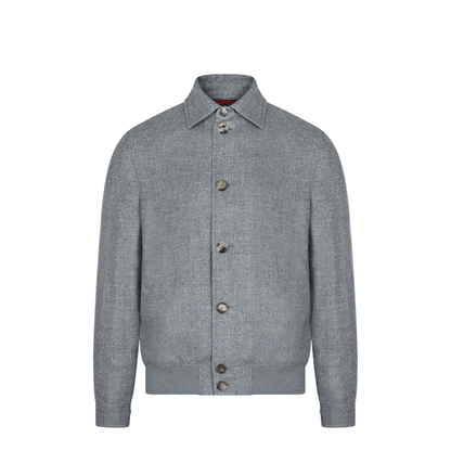 Men's Buttoned Knit Jacket - Grey