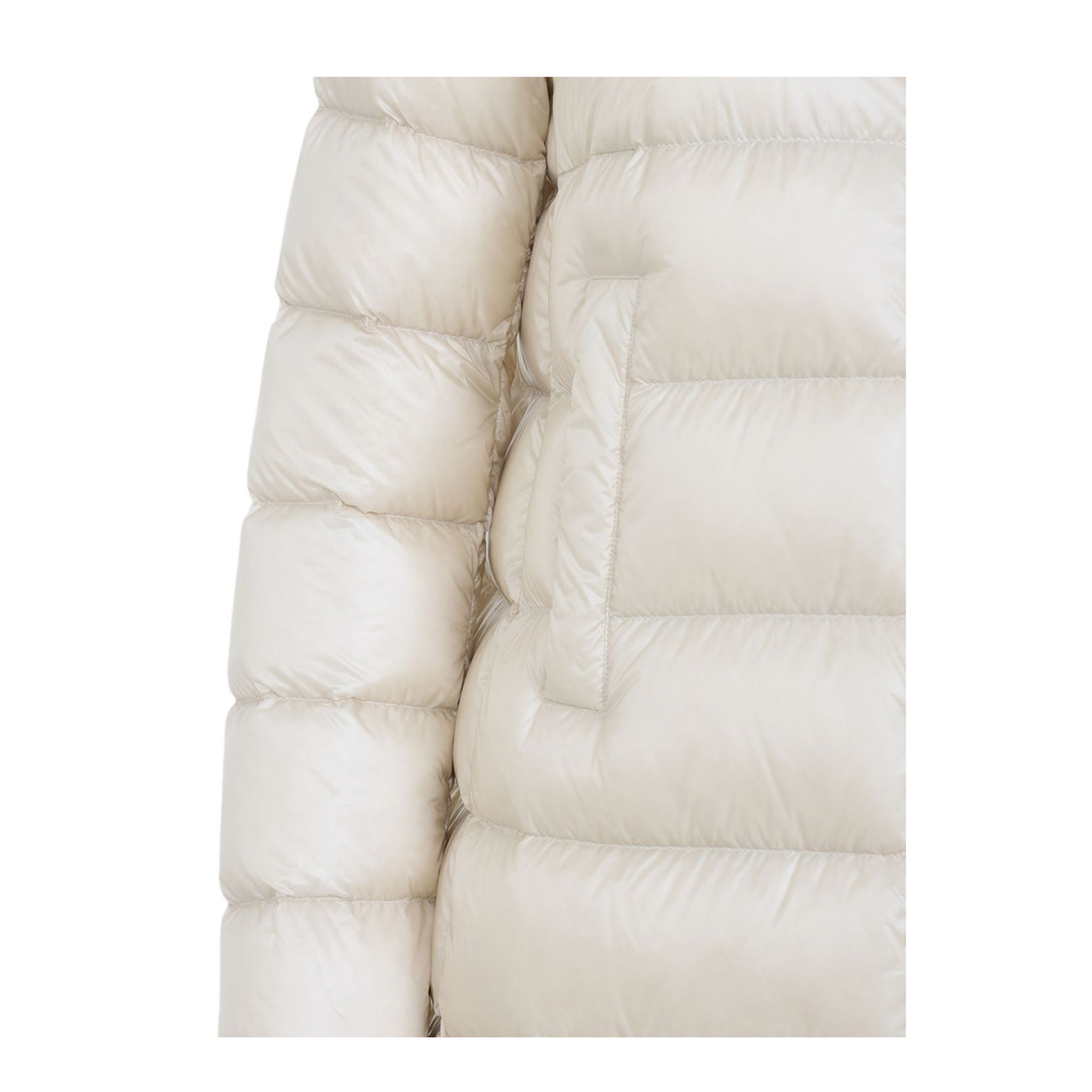 Light Beige Hooded Mid-Length Down Jacket