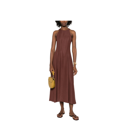 Sleeveless Panelled Midi Dress Brown