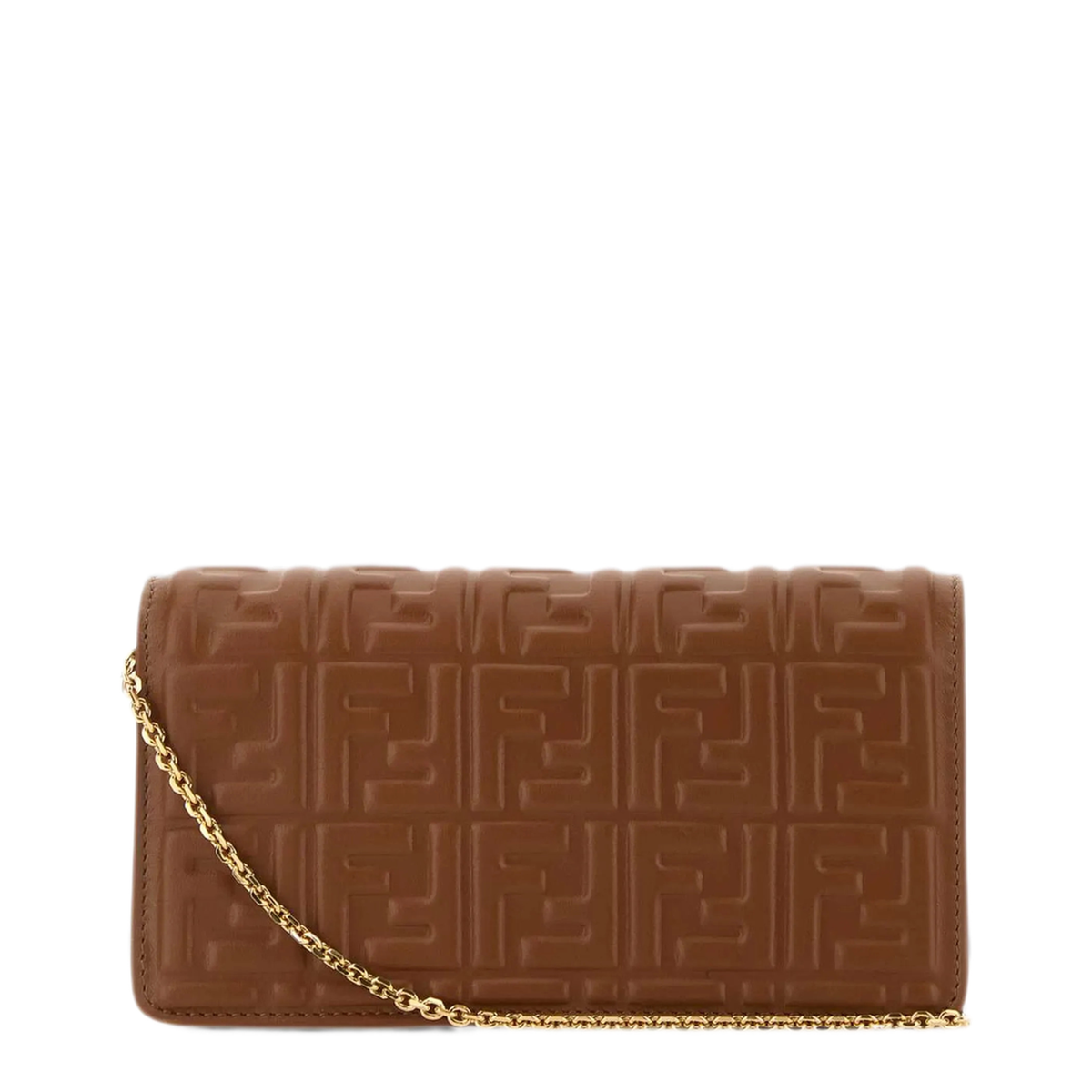 Baguette Nappa Leather Wallet On Chain - Sellier Brown