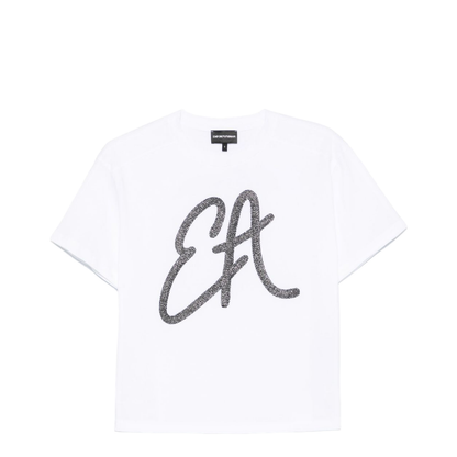 Cotton-Jersey T-Shirt with Oversized Lurex Logo