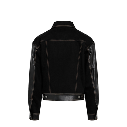 MAYFEYR - Versace - Black Denim And Leather Bomber Jacket - 10254411A184062DC90