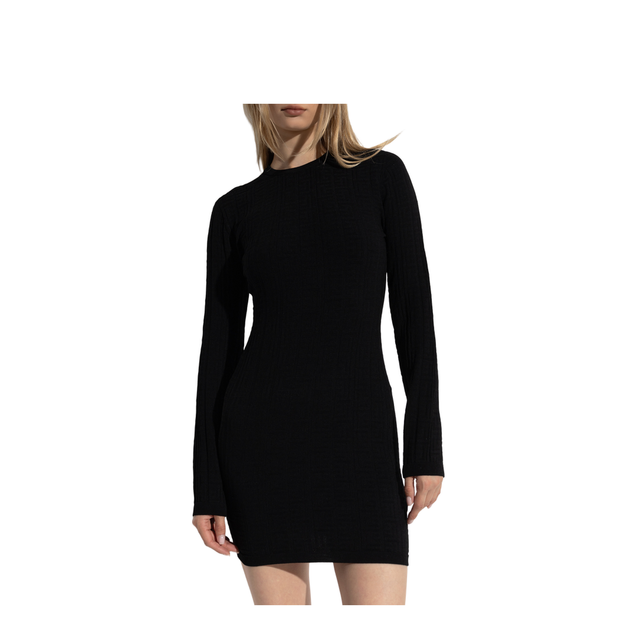 Short Fitted Dress Knitted Black