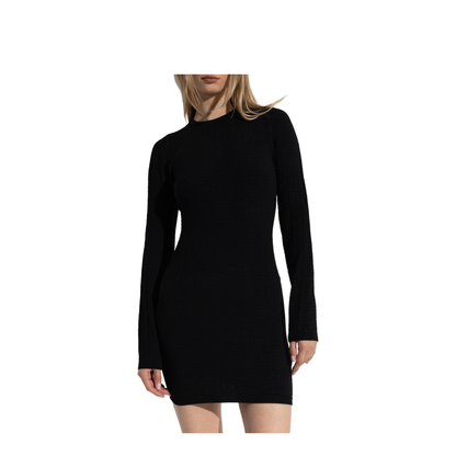 Short Fitted Dress Knitted Black