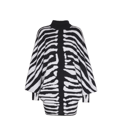 Knit Dress with Zebra Intarsia