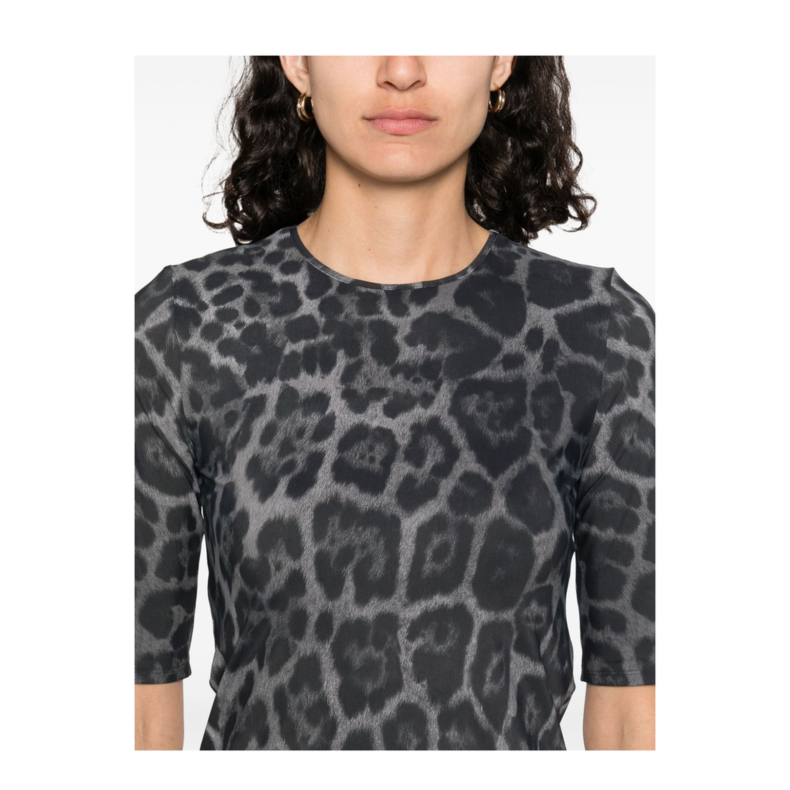 Ash Grey Leopard-Print Short-Sleeve T-Shirt