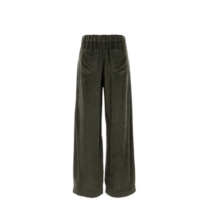 Army Green Corduroy Wide-Leg Pant