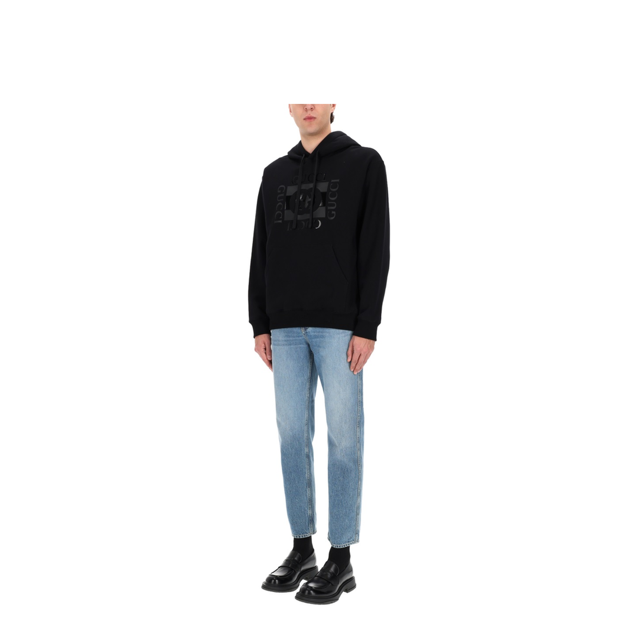 Cotton Jersey Sweatshirt with Print in Black