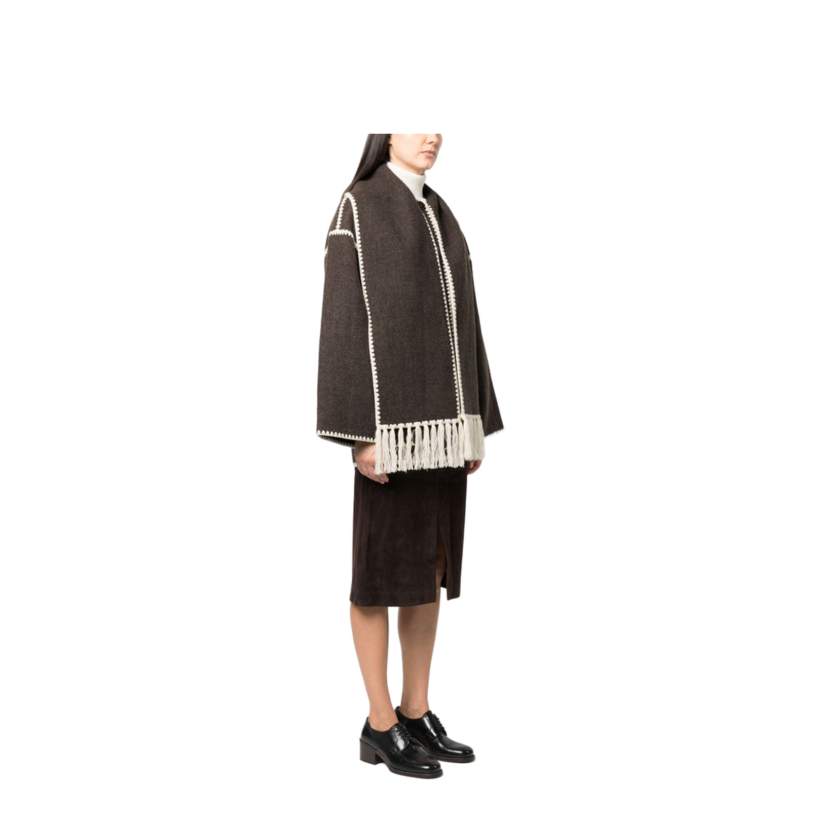 Embroidered Scarf Jacket in Wool Blend