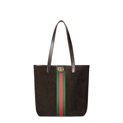 Ophidia Medium Tote Bag in Dark Brown Suede