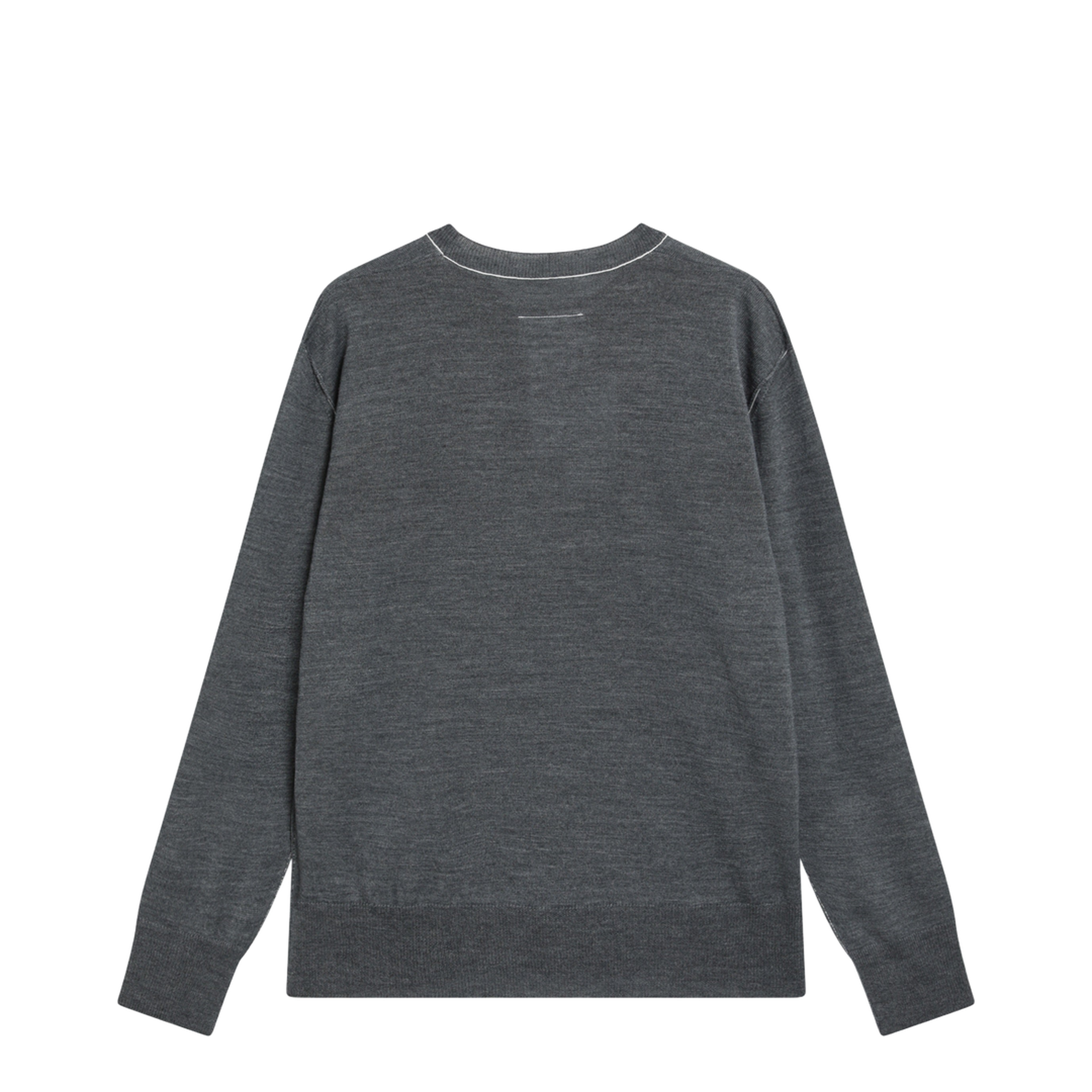 MAYFEYR - Mm6 Maison Margiela - Grey Wool Sweater With Numeric Logo - SH0HL0010M13037860M