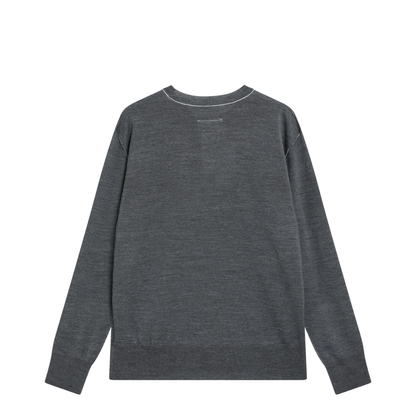 MAYFEYR - Mm6 Maison Margiela - Grey Wool Sweater With Numeric Logo - SH0HL0010M13037860M