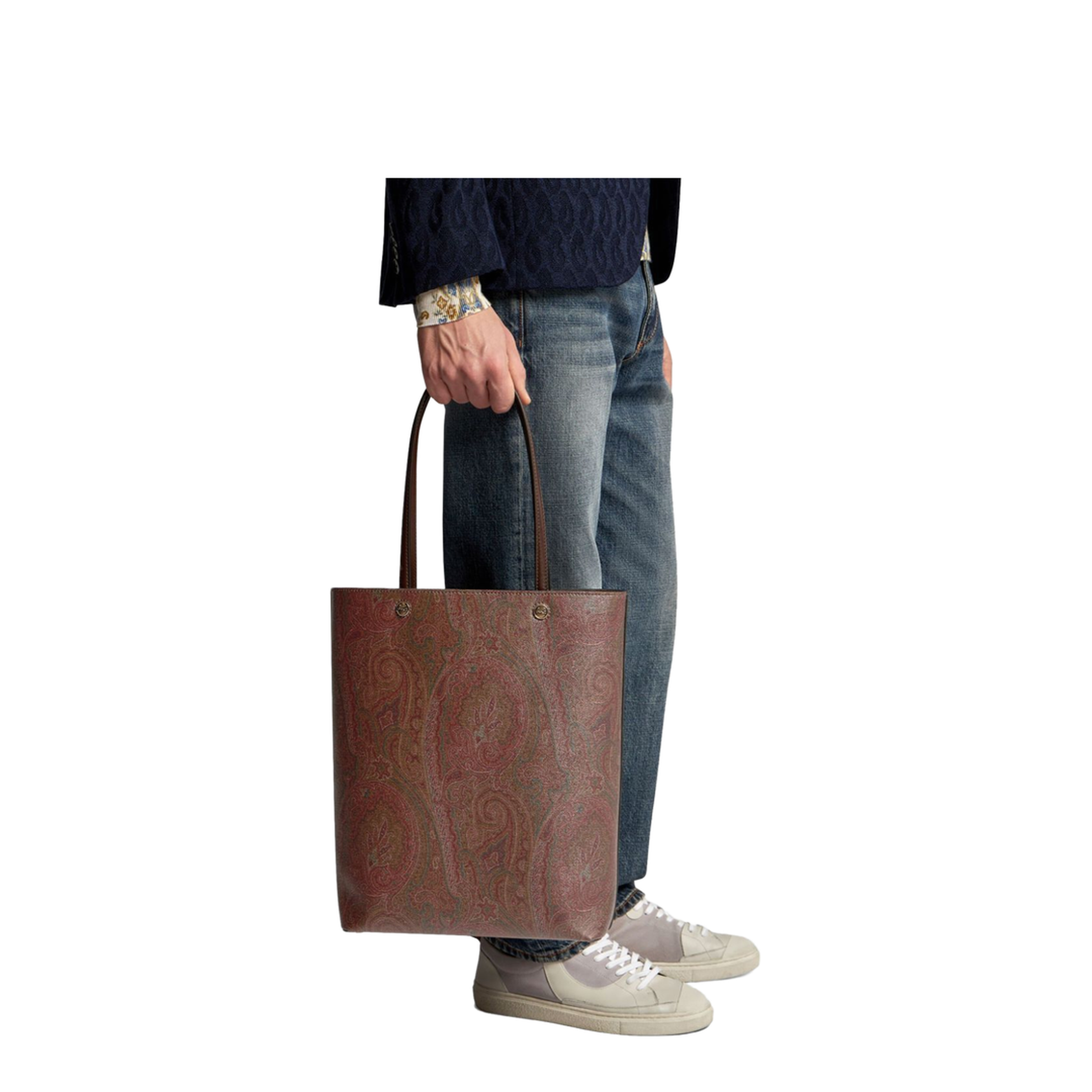 Paisley Print Open Top Tote Bag