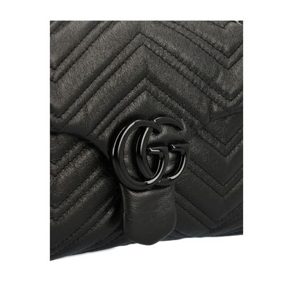 GG Marmont Small Matelassé Leather Shoulder Bag - Black