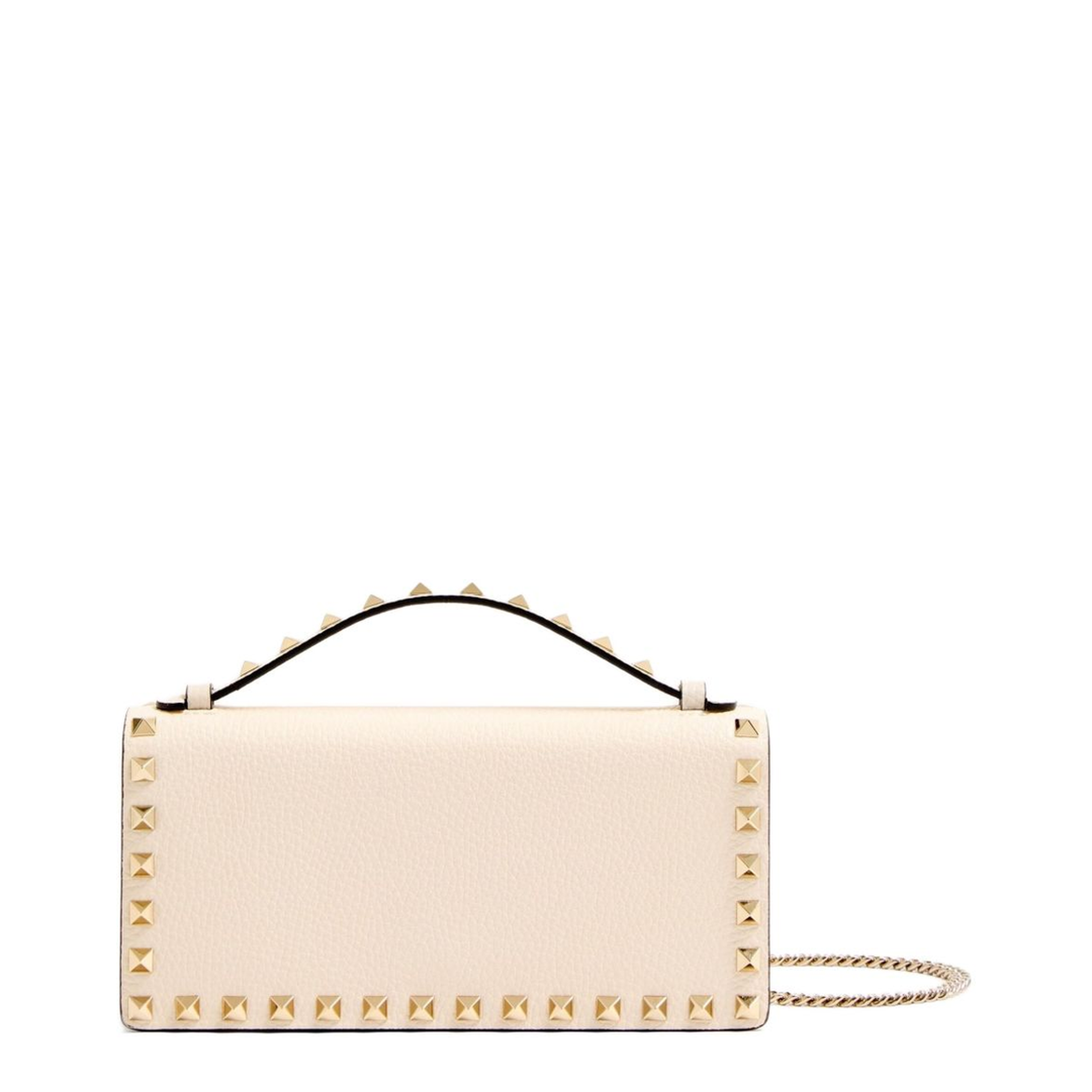 Rockstud Leather Wallet on Chain
