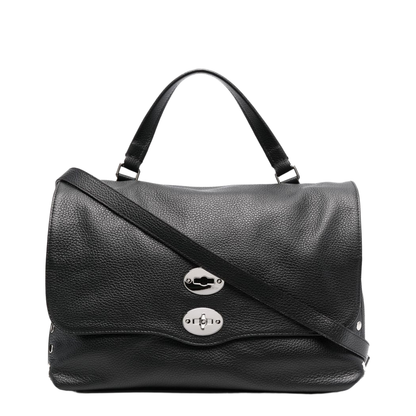 Postina Daily Medium Calf Leather Top-Handle Bag - Black Nero (Nero)