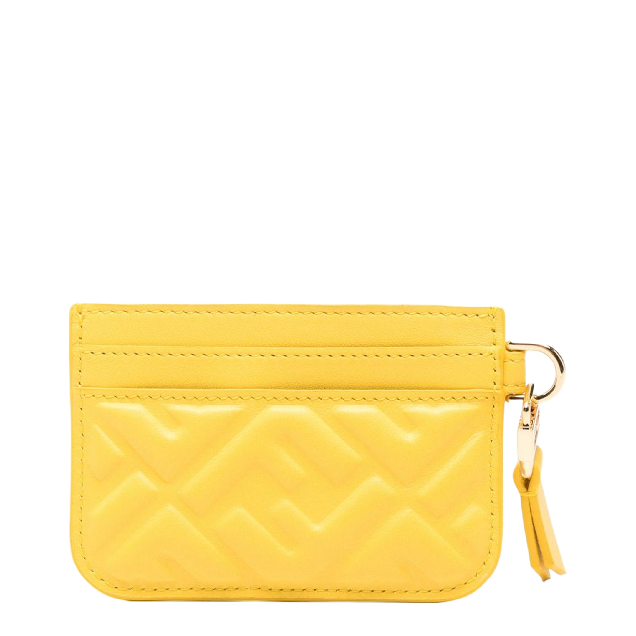 Yellow Nappa Leather Baguette Card Case with FF Motif
