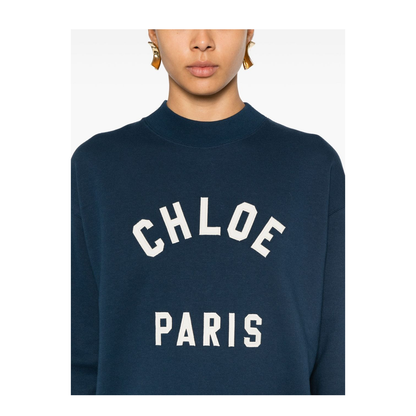 Mock-neck logo sweater in cotton fleece