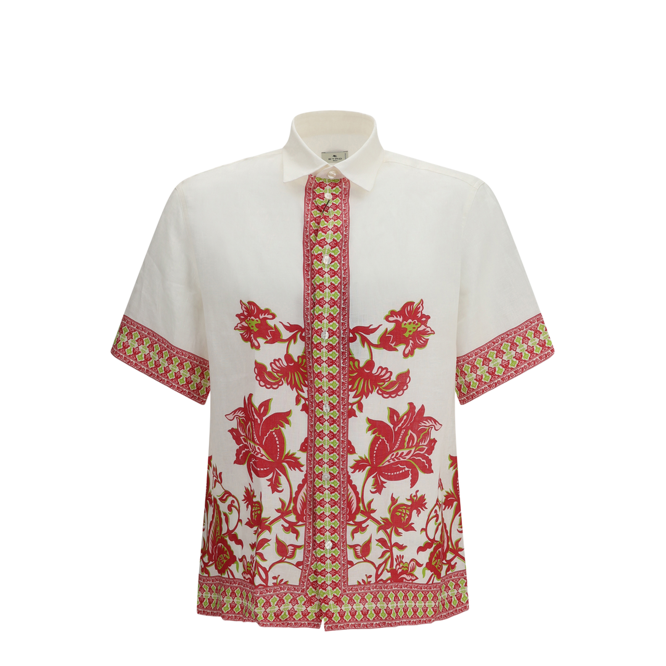 MAYFEYR - Etro - Linen Shirt With Floral Print And Short Sleeves - MRIC001199SP301