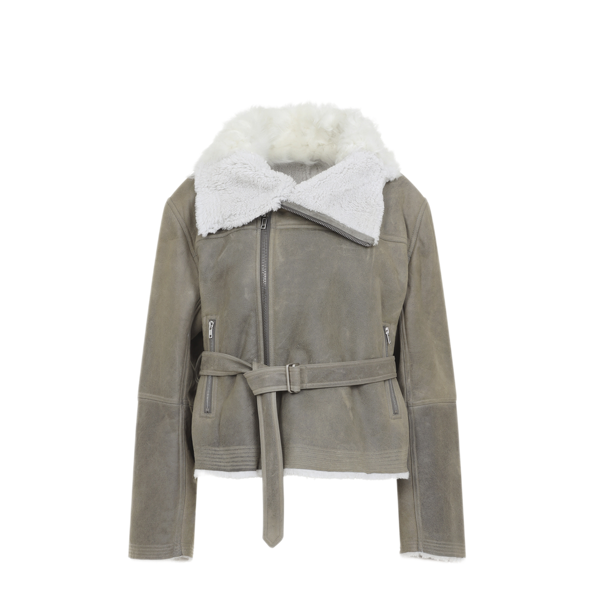Cropped Suede And Shearling Flight Jacket
