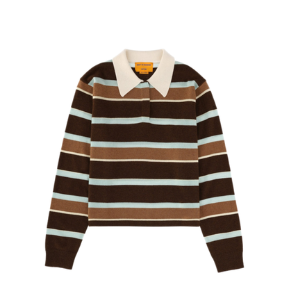 MAYFEYR - Guest In Residence - Cropped Stripe Rugby Polo Shirt - W38410JLCHESTNUTCOMBO