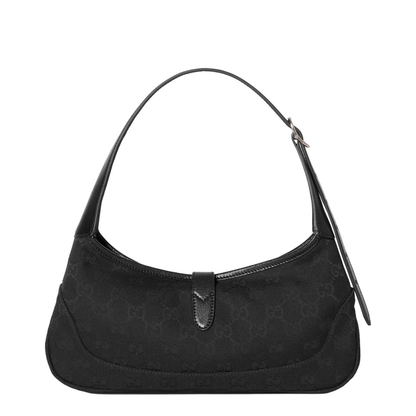 Jackie Slim Medium Canvas Shoulder Bag - Black