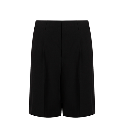 Black Pleated Bermuda Shorts in Cotton