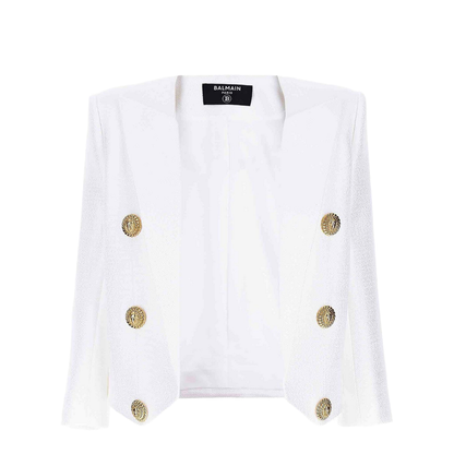 Short Jacket Decorative Appliqués White