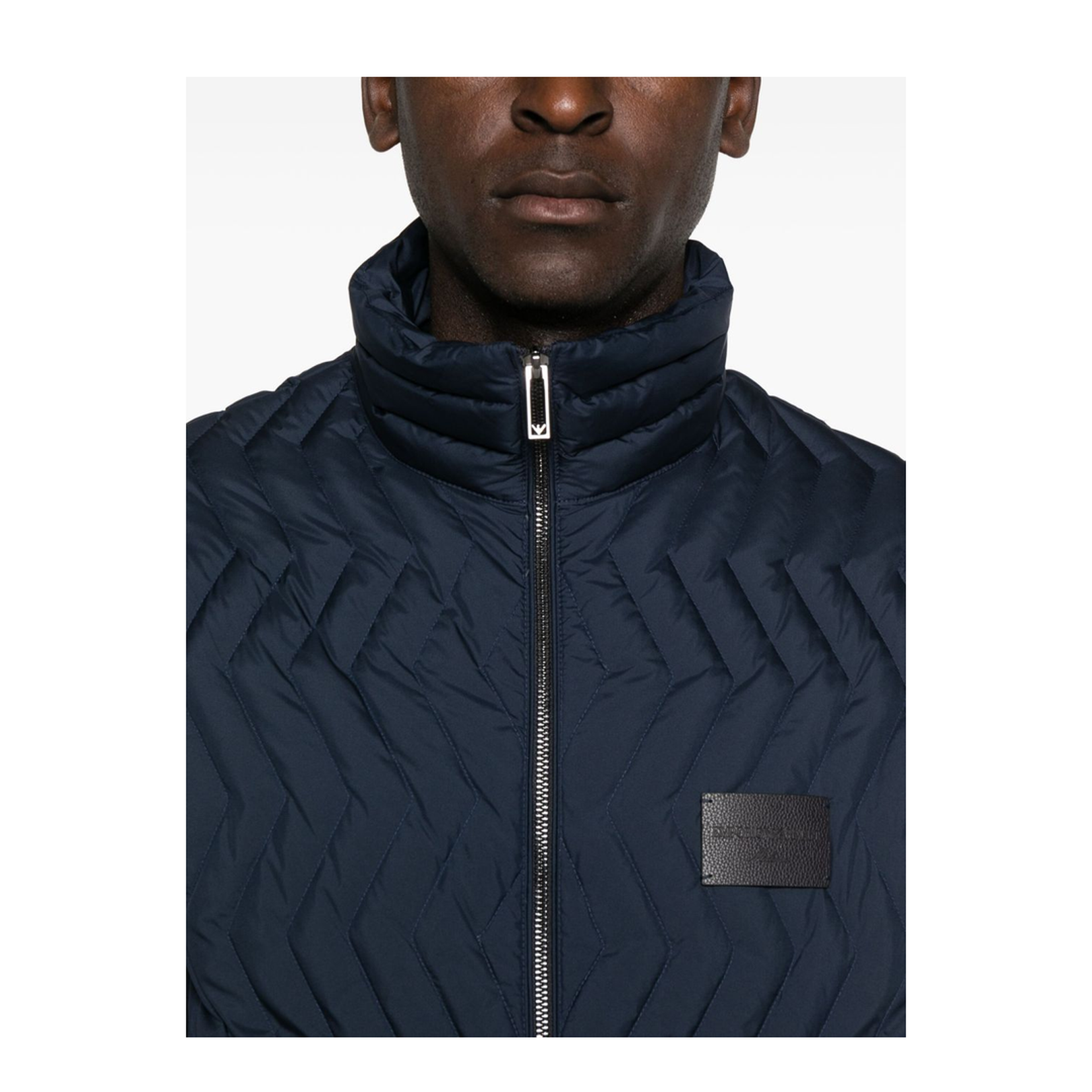 Full-zip Down Jacket in Chevron Quilted Ripstop Nylon