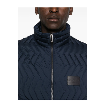 Full-zip Down Jacket in Chevron Quilted Ripstop Nylon
