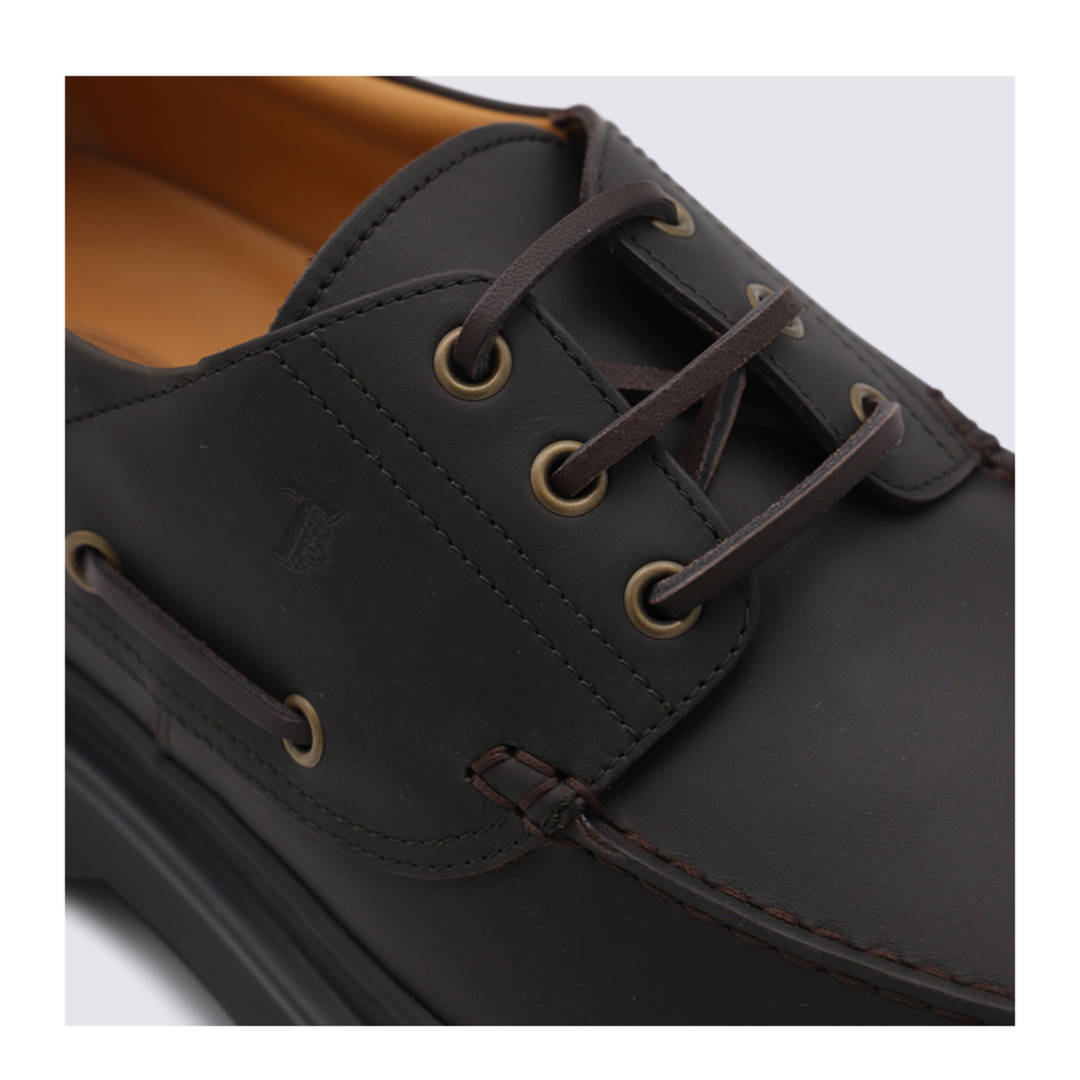 Coffee Brown Front Button Fastening Moc Stitching