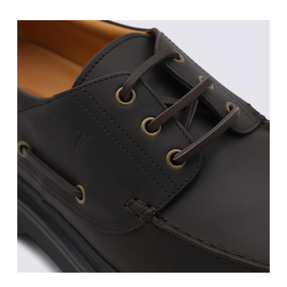 Coffee Brown Front Button Fastening Moc Stitching
