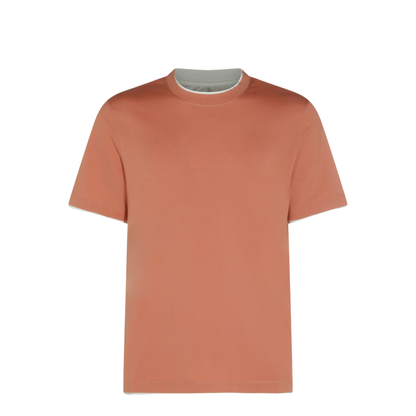 Faux Layering Crewneck T-Shirt Orange