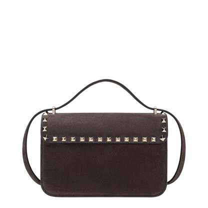 MAYFEYR - Valentino - Small Rockstud Crossbody Bag In Ebony Brown Suede - 9W2B0T76KQQ0TO