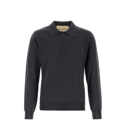 MAYFEYR - Valentino - Charcoal Wool Polo Shirt - 9V3KP04UBH9081