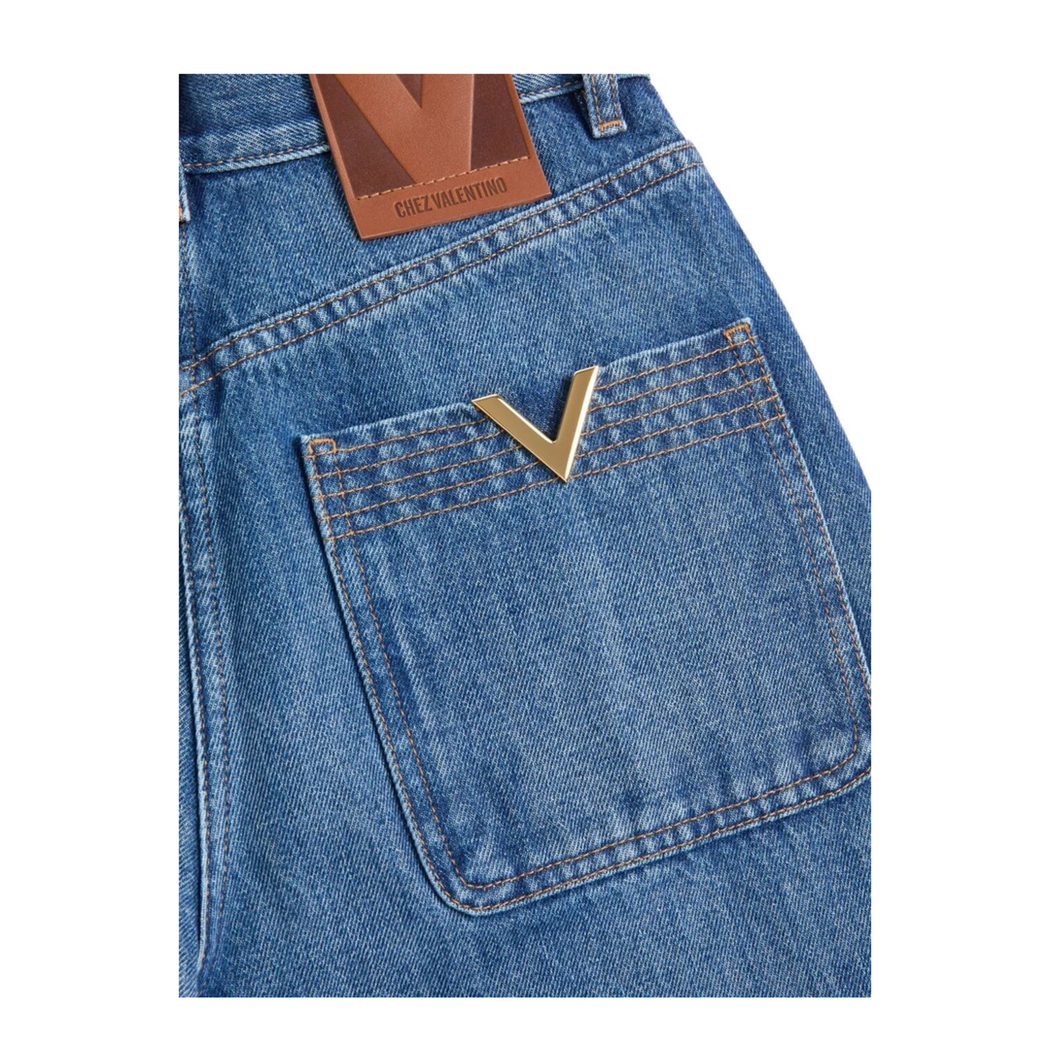 MAYFEYR - Valentino - Denim Trousers With V Gold - BDD29K9Y8