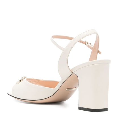 Horsebit Sandal in White Leather