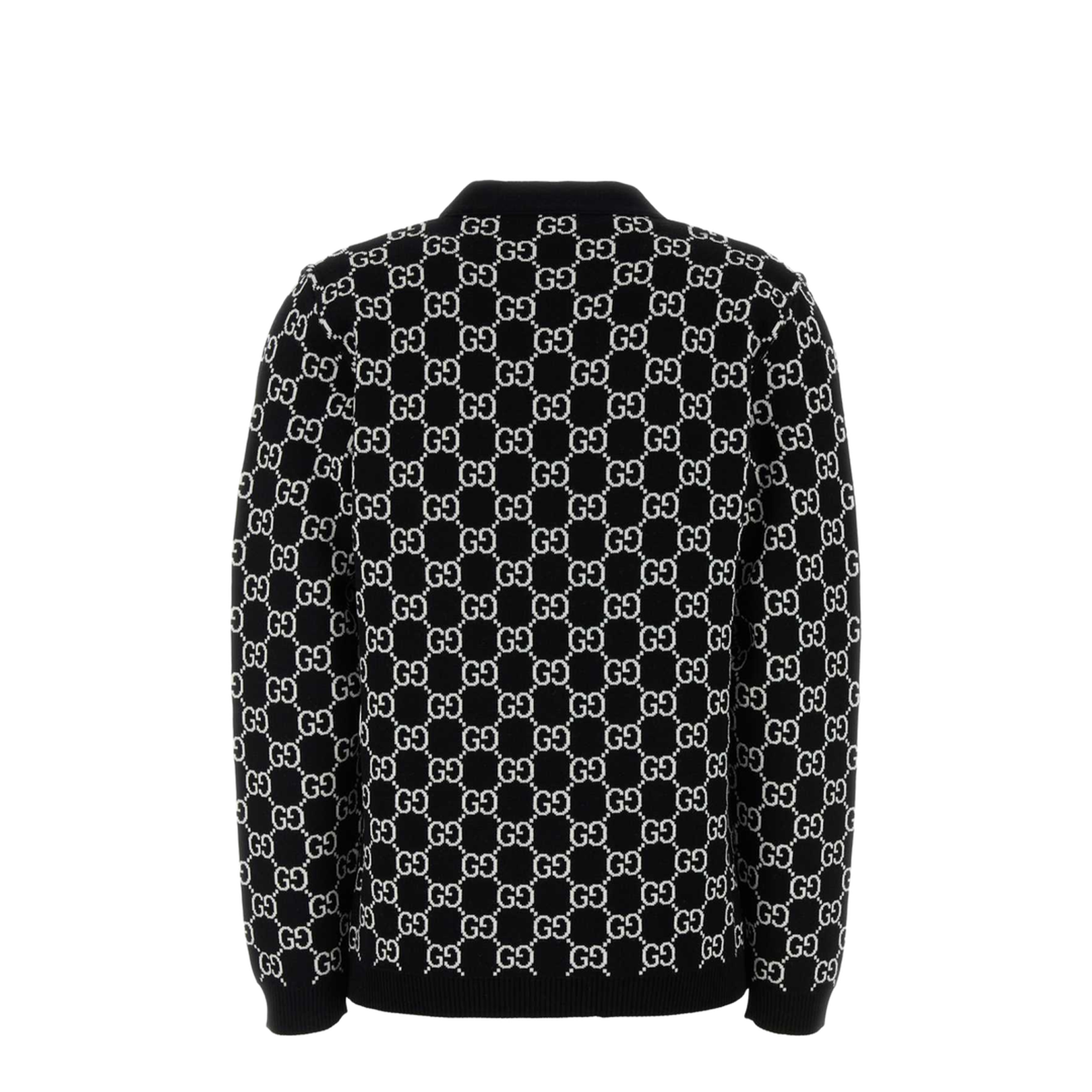 Reversible Wool Jacquard Cardigan in Black and White
