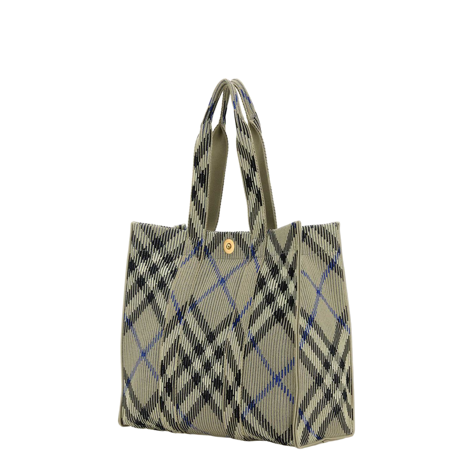 Embroidered Canvas Medium Check Shopping Bag