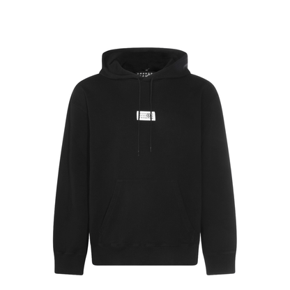 Black Front Pouch Pocket Adjustable Drawstring Hood Ribbed Cuffs Logo Patch Detailing
