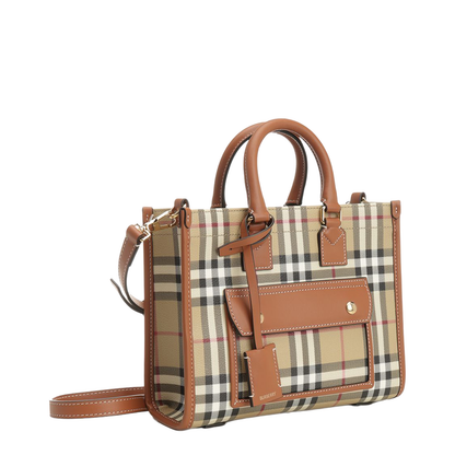 Mini Freya Tote Bag in Check Coated Cotton Blend