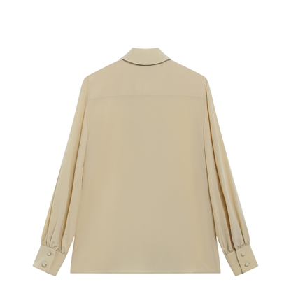 MAYFEYR - Valentino - Light Beige Silk Bow Shirt - 9B3AB8M521BZEP