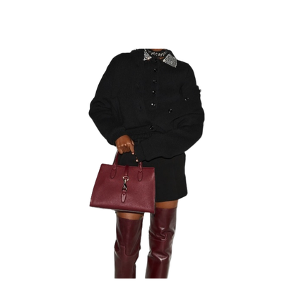 Softbit Medium Leather Top Handle Bag - Burgundy