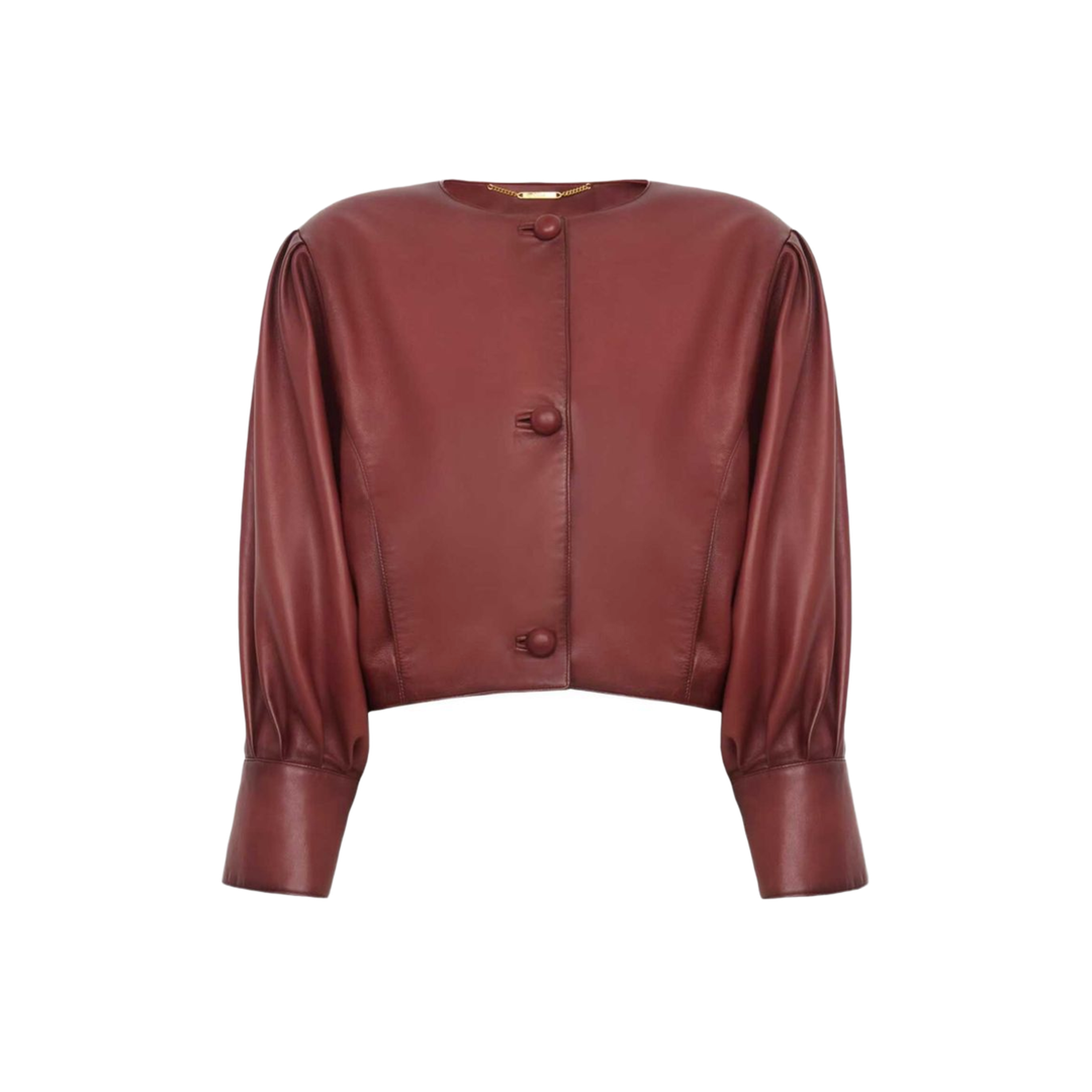 Short Burgundy Jacket in Plongé Nappa Leather