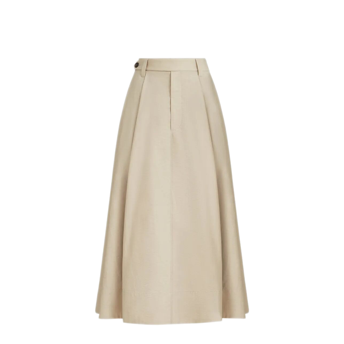 Flared Cotton Skirt Beige