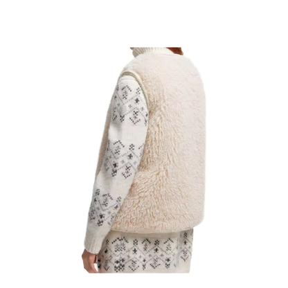 Light Beige Tournel Teddy Padded Gilet